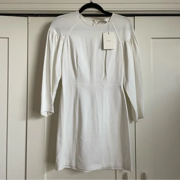 white long sleeve dress formal Long Sleeve White Chiffon Long Formal Dress Off White / Large